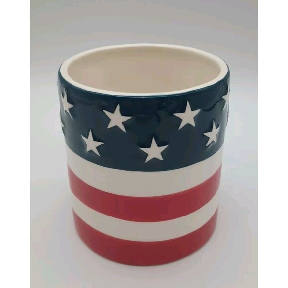 Pier 1 Imports Flag Mug Raised Stars & Stripes Red White & Blue 4th July Patriot - Picture 5 of 7